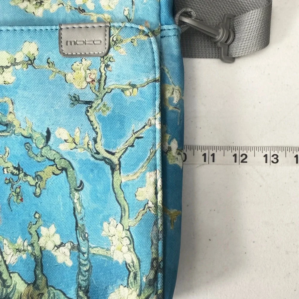Moko Almond Tree Blossoms Blue Tablet Bag Crossbody Padded Case Sleeve w Strap